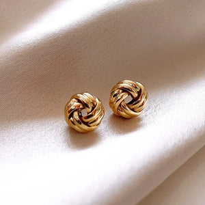 Twisted Gold Ball Stud Earrings Urbangear