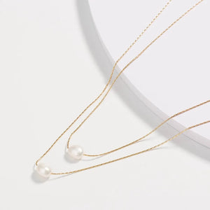 Double Layer Freshwater Pearls Necklace with Gold Chains - Urban Gear Jewelry