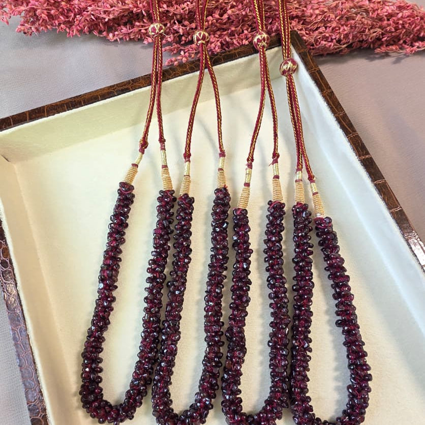 Natural garnet mala and choker with deep red garnet stone beads