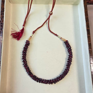 Natural garnet mala and choker with deep red garnet stone beads