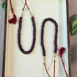 Natural garnet mala and choker with deep red garnet stone beads