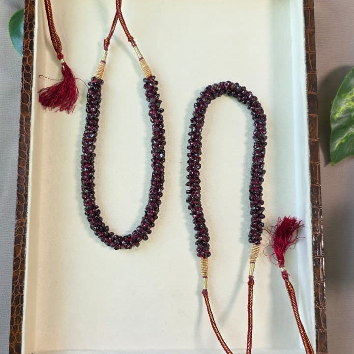 Natural garnet mala and choker with deep red garnet stone beads