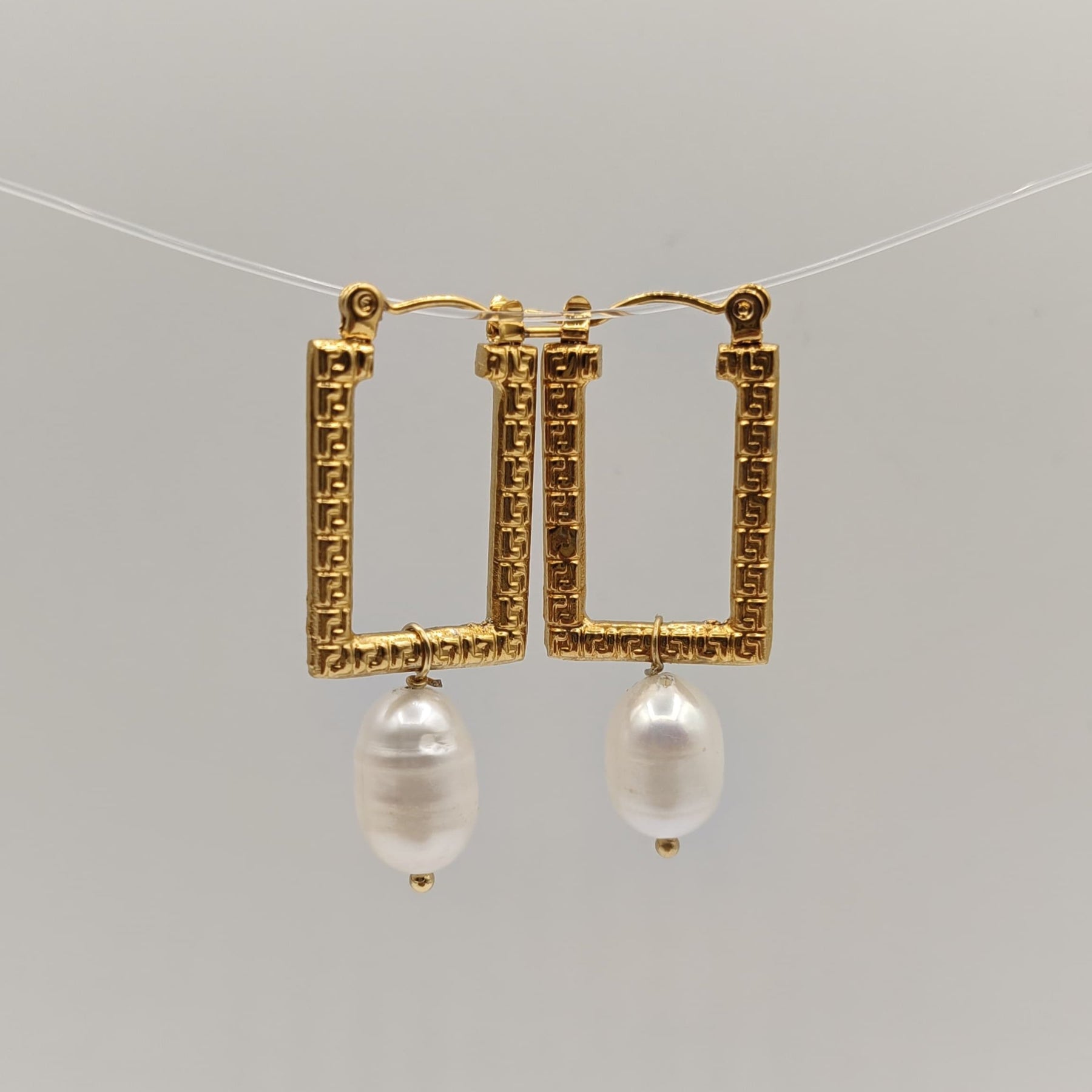 Urban Gear Gold-Plated Freshwater Pearl Rectangular Drop Earrings | Elegant & Timeless Pearl Jewelry for Women