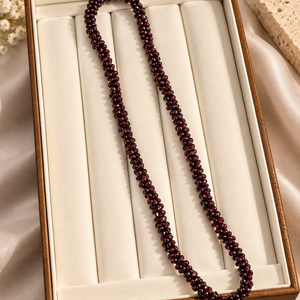 Natural garnet mala and choker with deep red garnet stone beads