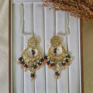 Gold plated Thappa Kundan statement earrings for women