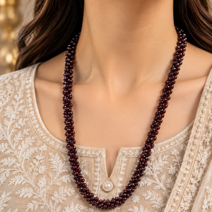 Natural garnet mala and choker with deep red garnet stone beads