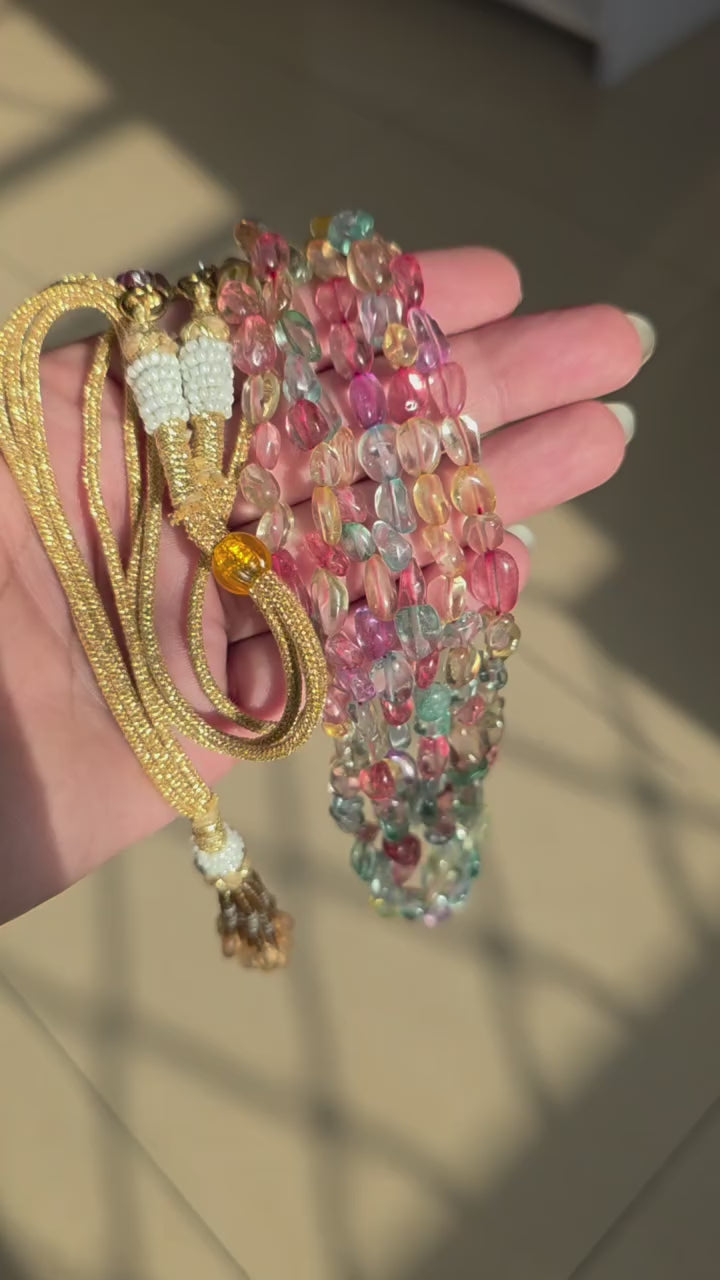 Natural Multi Colour Quartz Mala Necklace