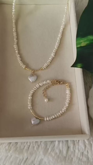 Freshwater pearl necklace with heart pendant – Urban Gear