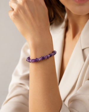 Natural Amethyst Crystal Chip Bracelet