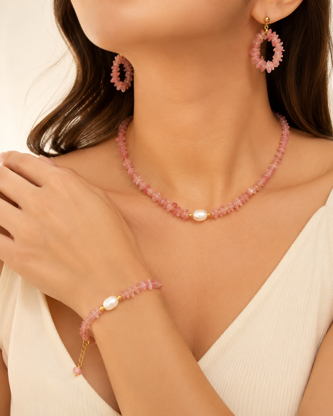 Cherry Quartz Jewelry Set