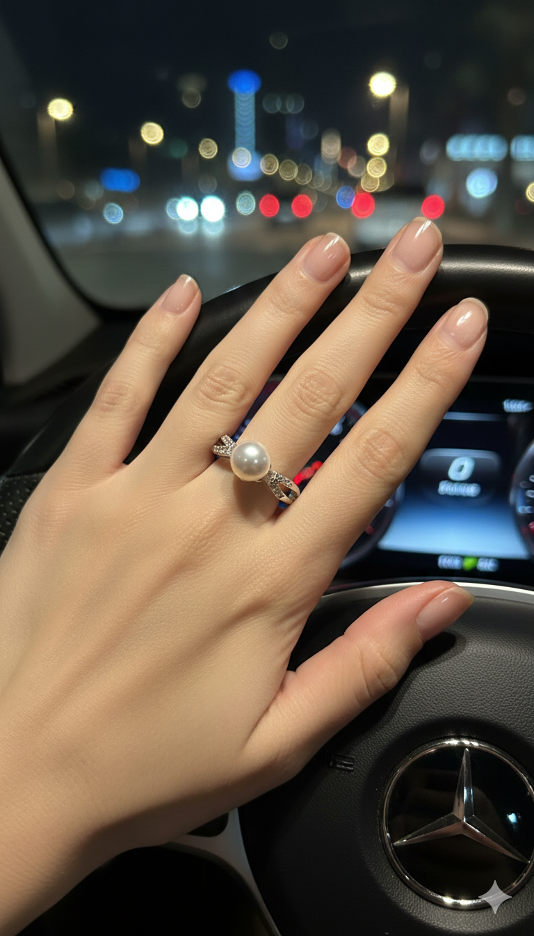 Freshwater pearl ring in sterling silver 925 chandi