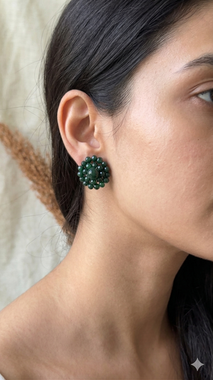 Ruby emerald earrings pure chandi silver base