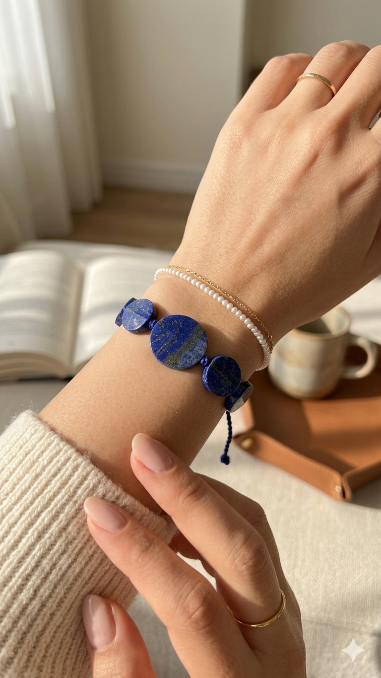 Handmade lapis bracelet