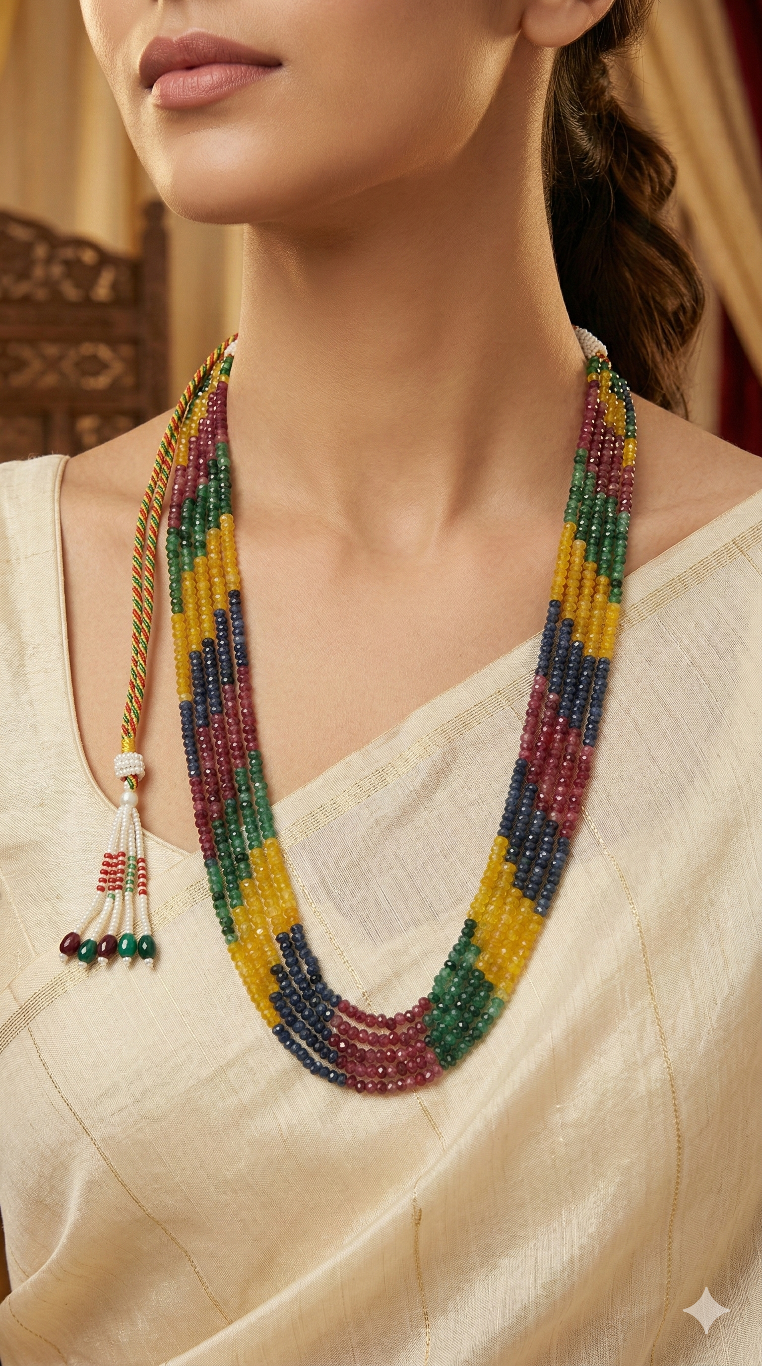 Multicolor gemstone multi layer necklace for women by Urban Gear