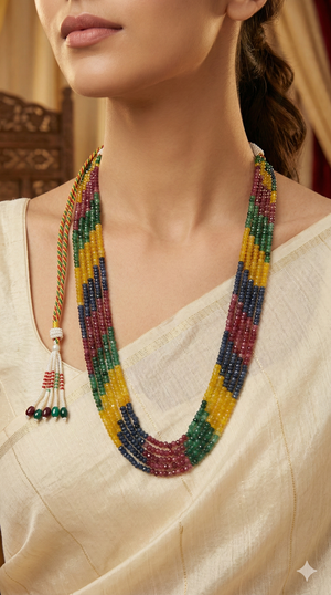 Multicolor gemstone multi layer necklace for women by Urban Gear