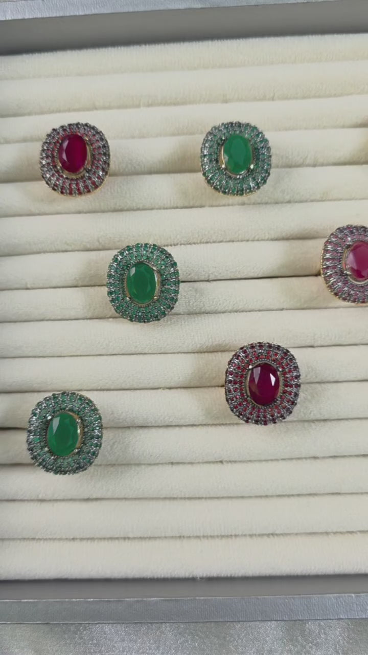 green stone statement ring
