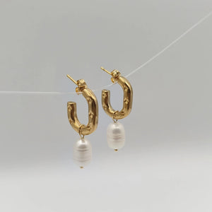 Urban Gear Freshwater Pearl Gold-Plated Hoop Earrings