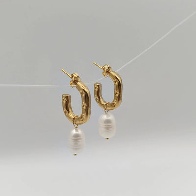 Urban Gear Freshwater Pearl Gold-Plated Hoop Earrings