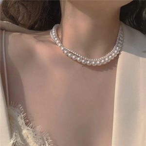 Double Layer Pearl Necklace-Urbangear