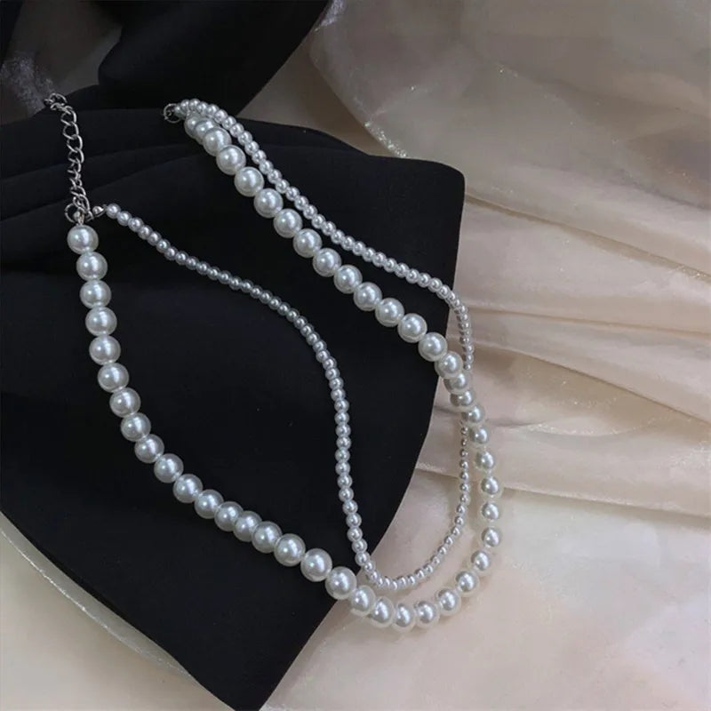 Double Layer Pearl Necklace-Urbangear