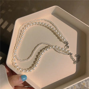 Double Layer Pearl Necklace-Urbangear