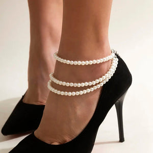 Multi Layer Pearl Chain Anklets Urbangear