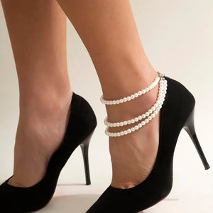 Multi Layer Pearl Chain Anklets Urbangear